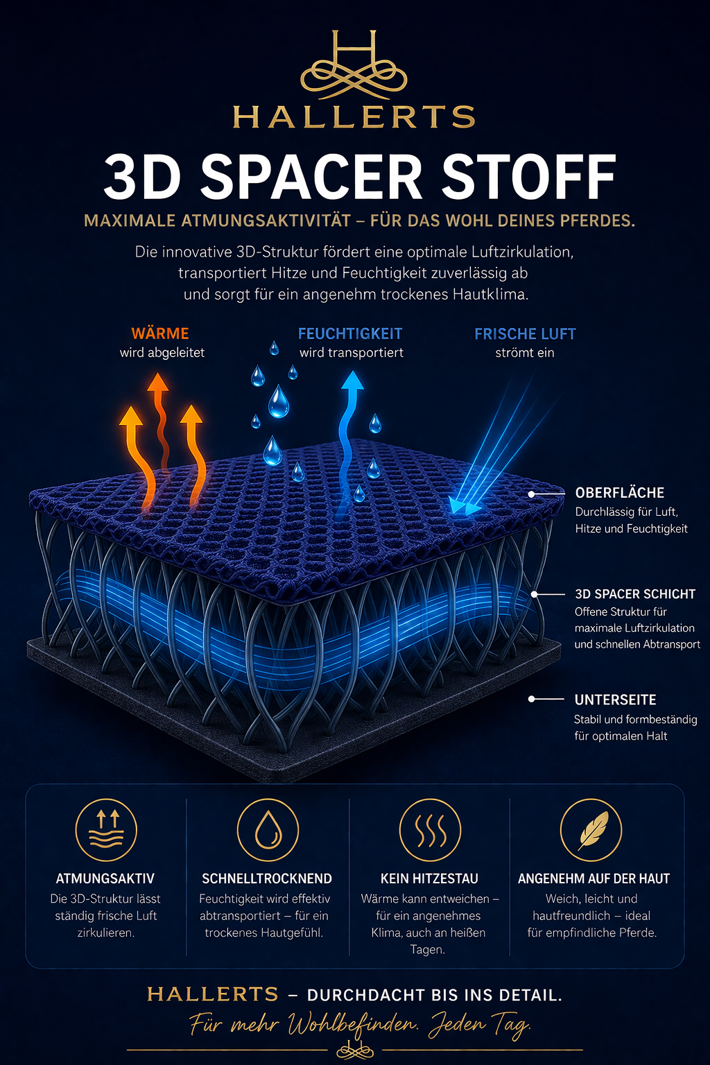 Fliegenmaske 3D Spacer mit Ohren - Hallerts Equestrian